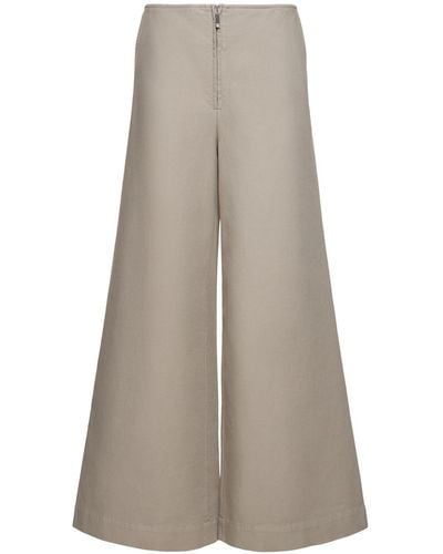 Totême Zipped Organic Cotton Wide Trousers - Grey