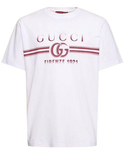 Gucci T-shirt en jersey de coton imprimé - Blanc