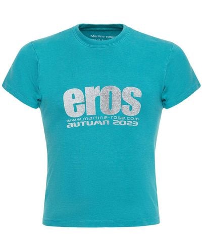 Martine Rose T-shirt en jersey de coton imprimé eros - Bleu