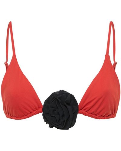 WeWoreWhat Cooper Bikini Top W/ Rose - Red