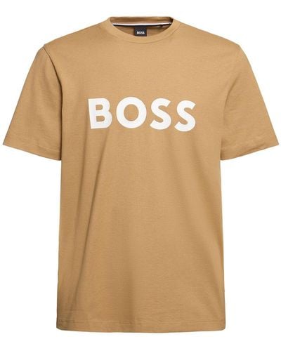 BOSS T-shirt Aus Baumwolle Mit Logo "tiburt 354" - Natur