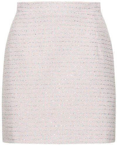 Alessandra Rich Sequined Tweed Mini Skirt - White