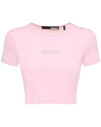 ROTATE BIRGER CHRISTENSEN コットンブレンドクロップドtシャツ - ピンク