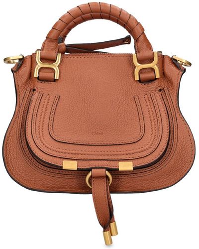 Chloé Mini Marcie Leather Top Handle Bag - Brown