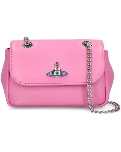 Vivienne Westwood Small Leather Shoulder Bag W/chain - Pink
