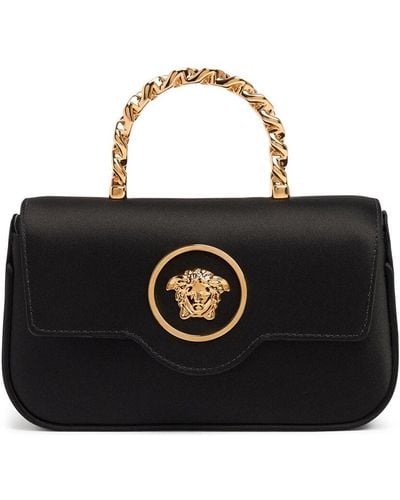 Versace Mini La Medusa サテントップハンドルバッグ - ブラック