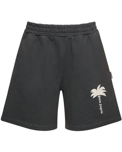Palm Angels Shorts deportivos de algodón - Gris