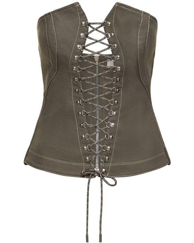 Dion Lee Cotton Denim Laced Hiking Corset Top - Green