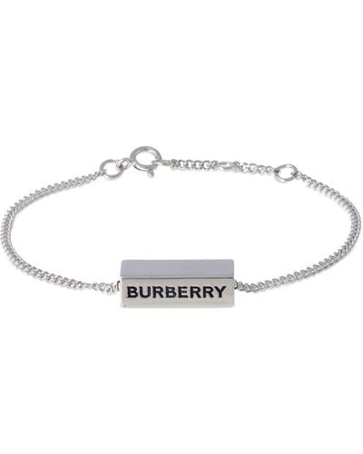Burberry Engraved Bar Chain Bracelet - White