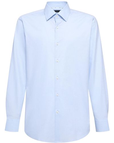 BOSS Hemd Aus Baumwollmischgewebe "hank" - Blau