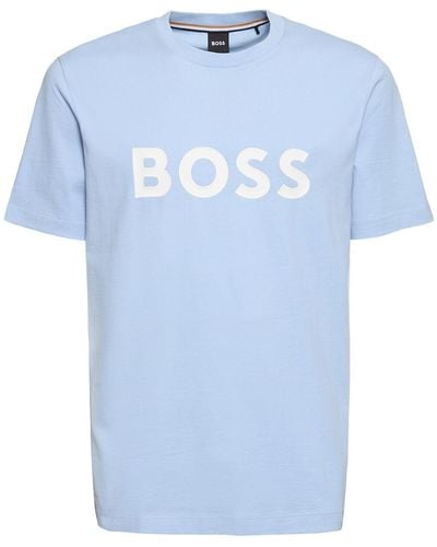 BOSS T-shirt Aus Baumwolle Mit Logo "tiburt 354" - Blau
