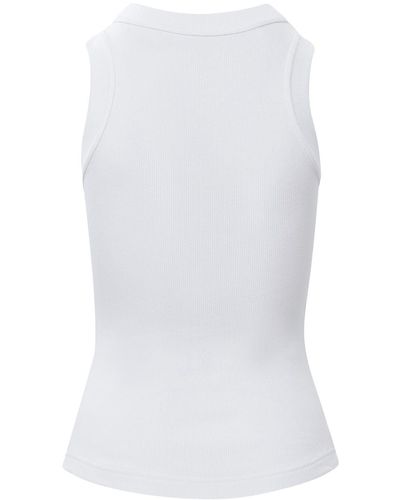 Brandon Maxwell The Jane Ribbed Jersey Tank Top - White
