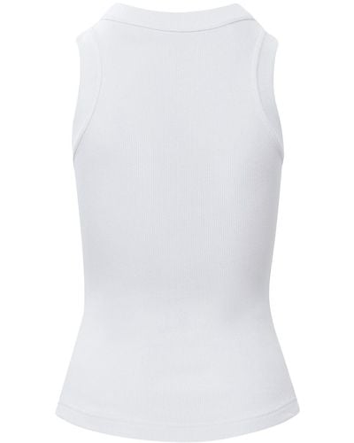 Brandon Maxwell The Jane Ribbed Jersey Tank Top - White