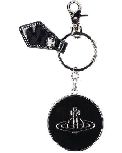 Vivienne Westwood Shiny Patent Mirror Keyring - Black