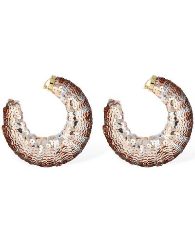 Tom Ford Croissant Sequined Big Hoop Earrings - Metallic