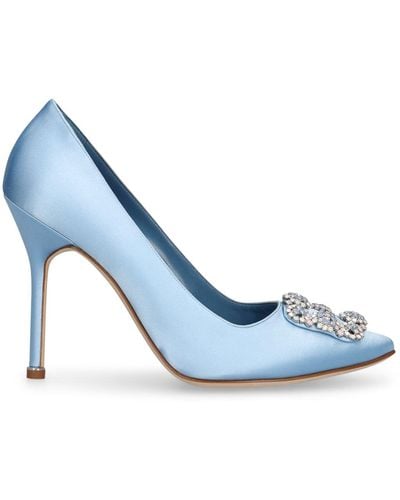 Manolo Blahnik 105Mm Hangisi Satin Court Shoes - Blue