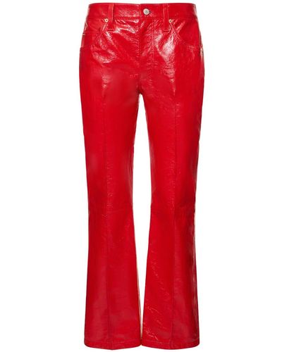 Gucci Pantalon évasé en cuir - Rouge