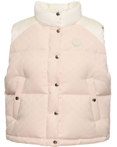 Gucci gg Cotton Canvas Padded Down Vest - Natural