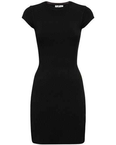 Victoria Beckham Cap Sleeve Fitted Viscose Mini Dress - Black