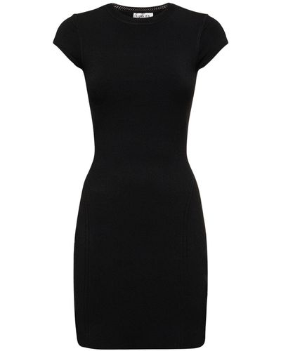 Victoria Beckham Cap Sleeve Fitted Viscose Mini Dress - Black