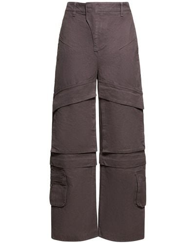 Entire studios Wide Leg Cotton Cargo Trousers - Brown