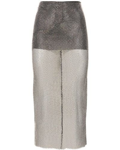 Philosophy Di Lorenzo Serafini Embellished Net Midi Skirt - Grey