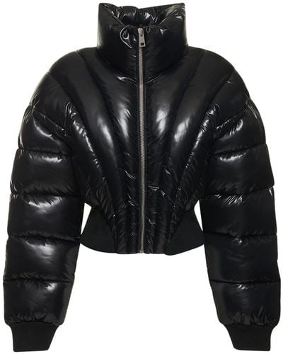 Mugler Cropped Nylon Puffer Jacket - Black