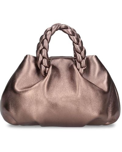 Hereu Bombon Metallic Leather Top Handle Bag - Brown