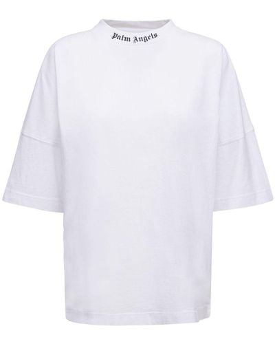 Palm Angels Oversized Logo-print Cotton-jersey T-shirt - White
