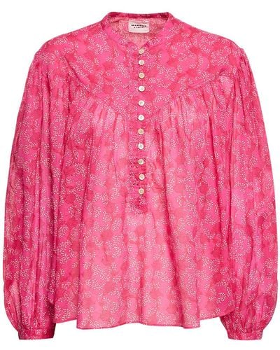 Isabel Marant Salika Floral Cotton Buttoned Shirt - Pink