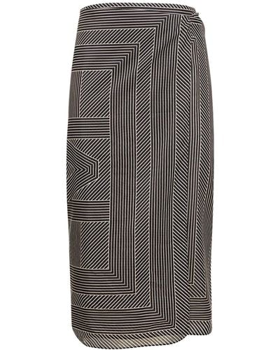 Totême Monogram Cotton & Silk Wrap Skirt - Gray
