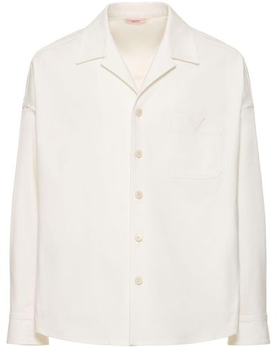 Valentino Stretch Cotton Canvas Caban Jacket - White
