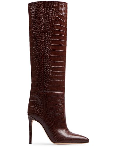 Paris Texas 105Mm Croc Embossed Leather Tall Boots - Brown