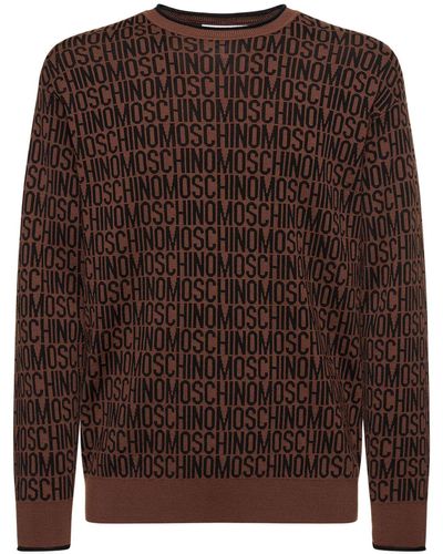 Moschino Logo Wool Knit Sweater - Brown