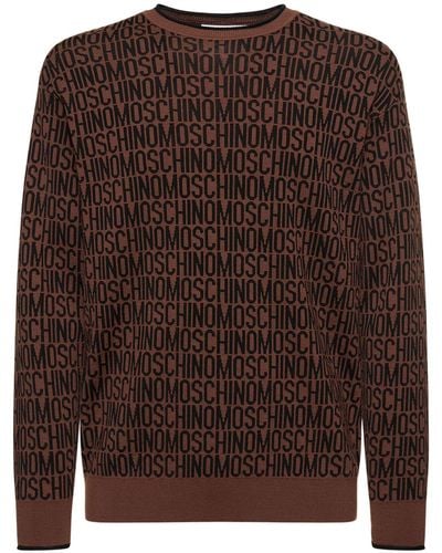 Moschino Suéter de punto de lana con logo - Marrón
