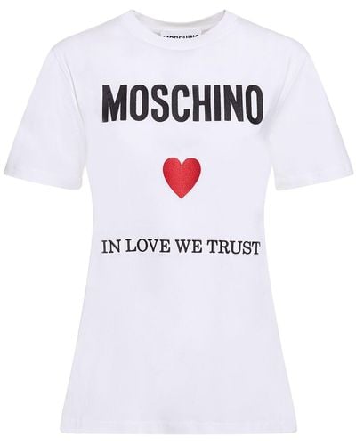 Moschino T-shirt Aus Baumwolljersey Mit Logo - Weiß