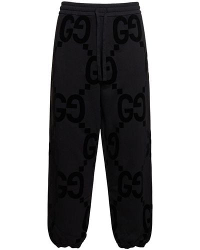 Gucci gg Flocked Cotton Sweatpants - Black