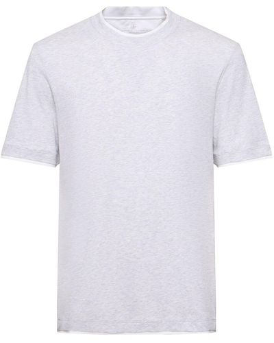 Brunello Cucinelli Mehrschichtiges T-shirt Aus Baumwolljersey - Weiß
