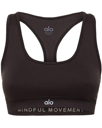 Alo Yoga Seamless リブスポーツブラ - ブラック