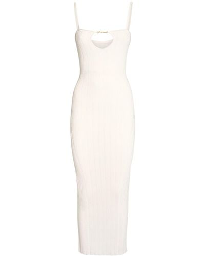 Jacquemus La Robe Sierra Bretelles Knit Midi Dress - White