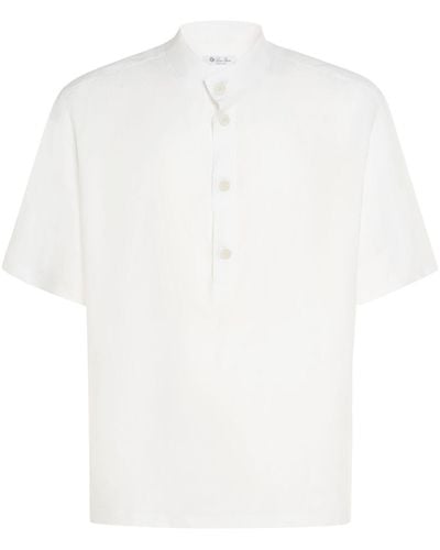 Loro Piana Hakusan Solaire Linen Short Sleeve Shirt - White