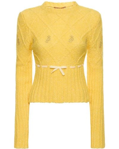 Cormio Oma 5 Embroidered Wool Blend Jumper - Yellow