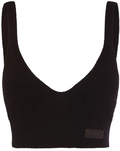 DSquared² Ribbed Wool Knit Crop Top - Black