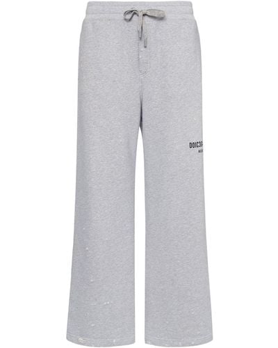 Dolce & Gabbana Pantalones jogging de jersey de algodón con logo - Gris
