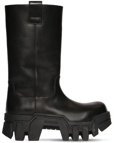 Balenciaga 80mm Bulldozer Leather Combat Boots - Black