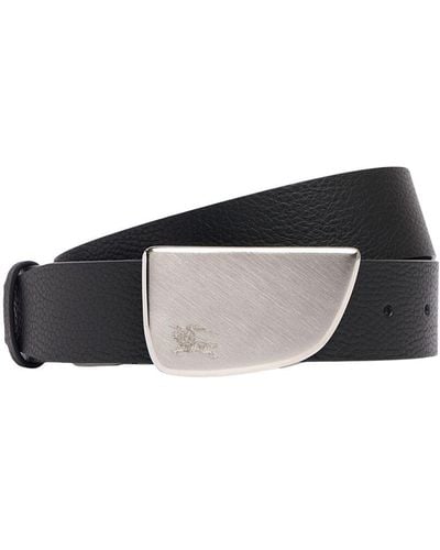 Burberry 3.5cm Shield Leather Belt - Black