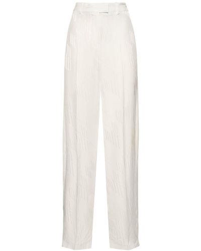 The Attico Pantalon ample en satin jacquard à logo jagger - Blanc