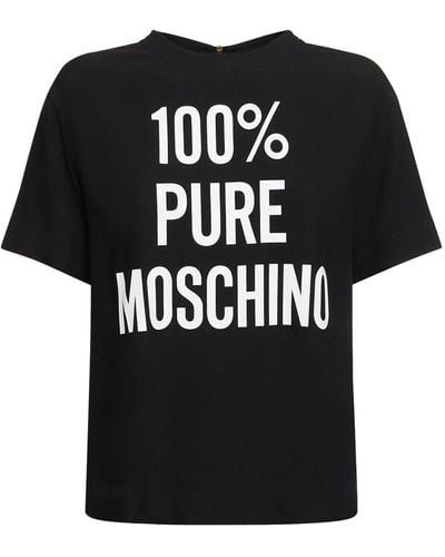 Moschino T-shirt Aus Viskosesatin Mit Logo - Schwarz