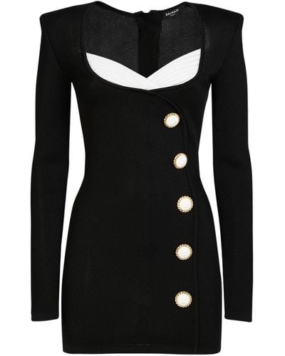 Balmain Tailored Viscose Bodycon Mini Dress - Black