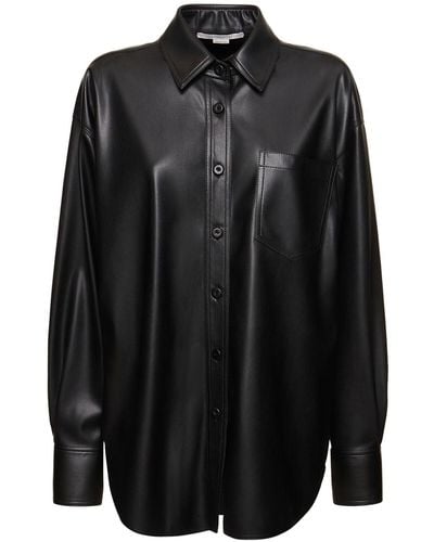Stella McCartney オーバーサイズ人工レザーシャツ - ブラック